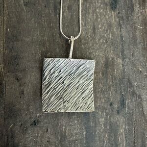 Textured Silver 925  Pendant Necklace
